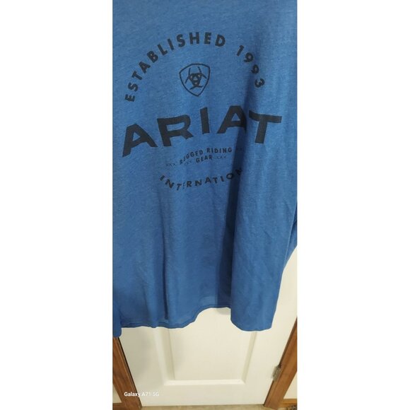 Ariat Tek Men’s Shirt Heather Blue Short Sleeve Active Performance XL - Picture 2 of 5
